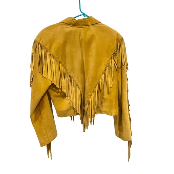 Lanna New York Suede Fringe Jacket Western Boho Style Mustard Yellow Size M - Picture 6 of 6